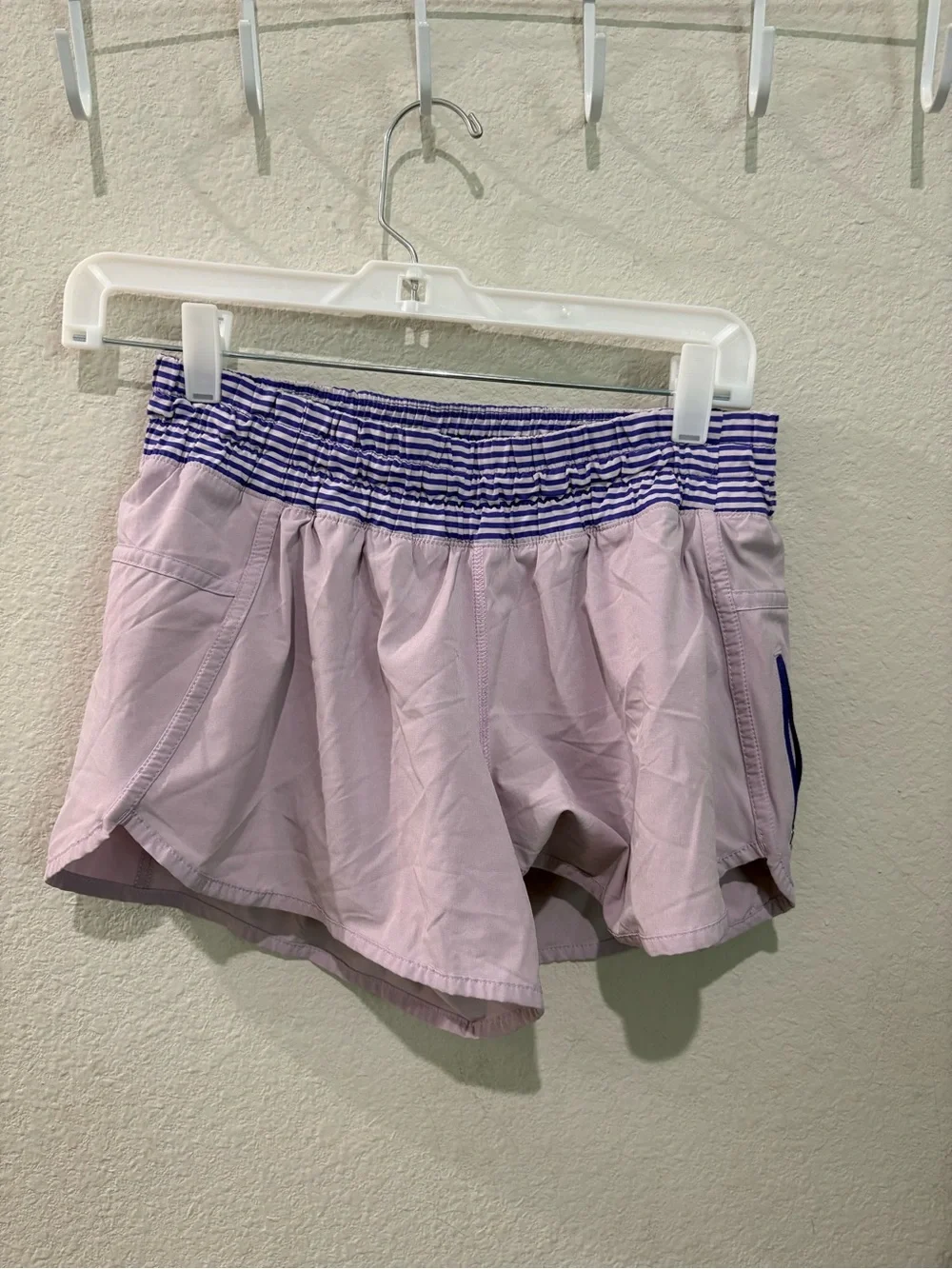 lululemon athletica Light Pink Athletic Shorts with Striped Waistband